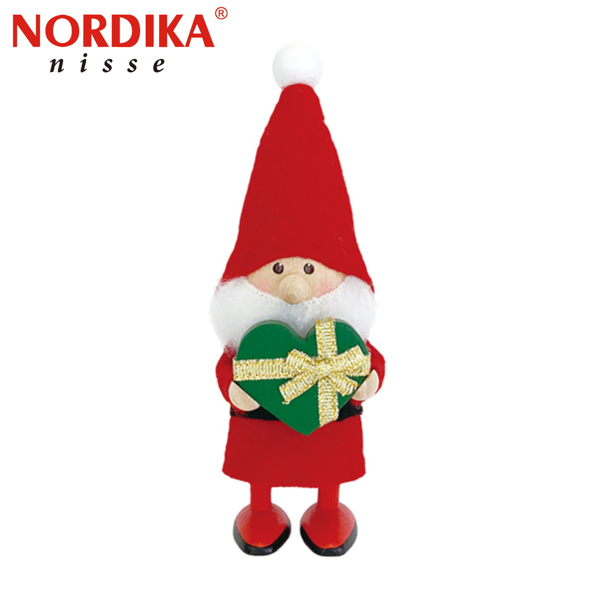 ノルディカ ニッセ クリスマス 木製人形 ハートフルサンタ　グリーン×ゴールド