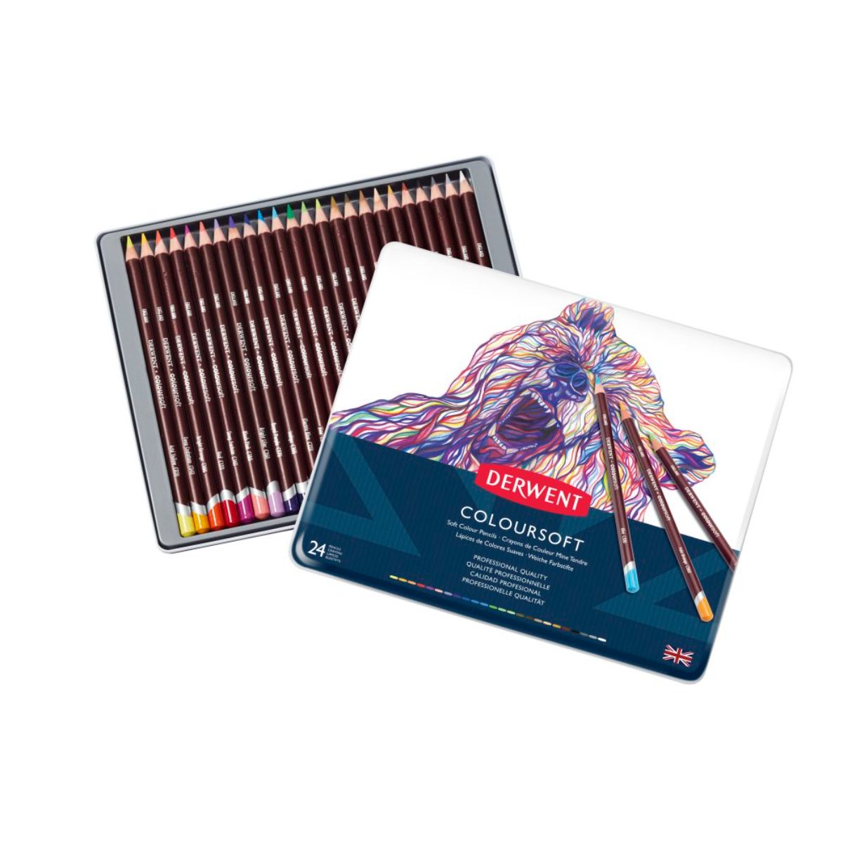 ダーウェント カラーソフト メタルケース 24色セット 文具 高級色鉛筆 イギリス製