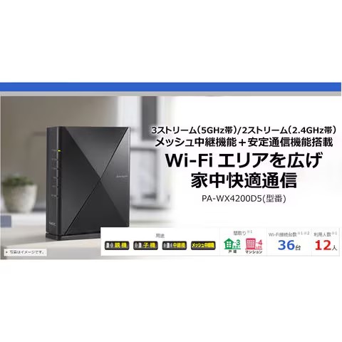 無線LANルーター Aterm(親機/Wi-Fi6/3603＋574Mbps/11ax対応/IPv6対応/メッシュ中継機能)