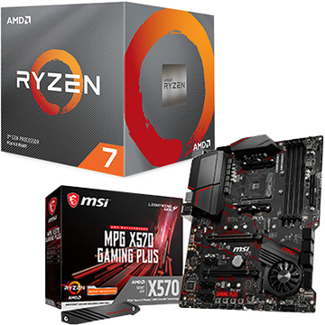 CPU Ryzen 7 3700X クーラー付 (8C16T3.6GHz65W)+ゲーミングマザーボード MPG X570搭載 GAMING PLUS
