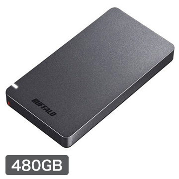 小型ポータブルSSD USB3.2 Gen2対応 耐振動 耐衝撃 名刺サイズ 480GB ブラック