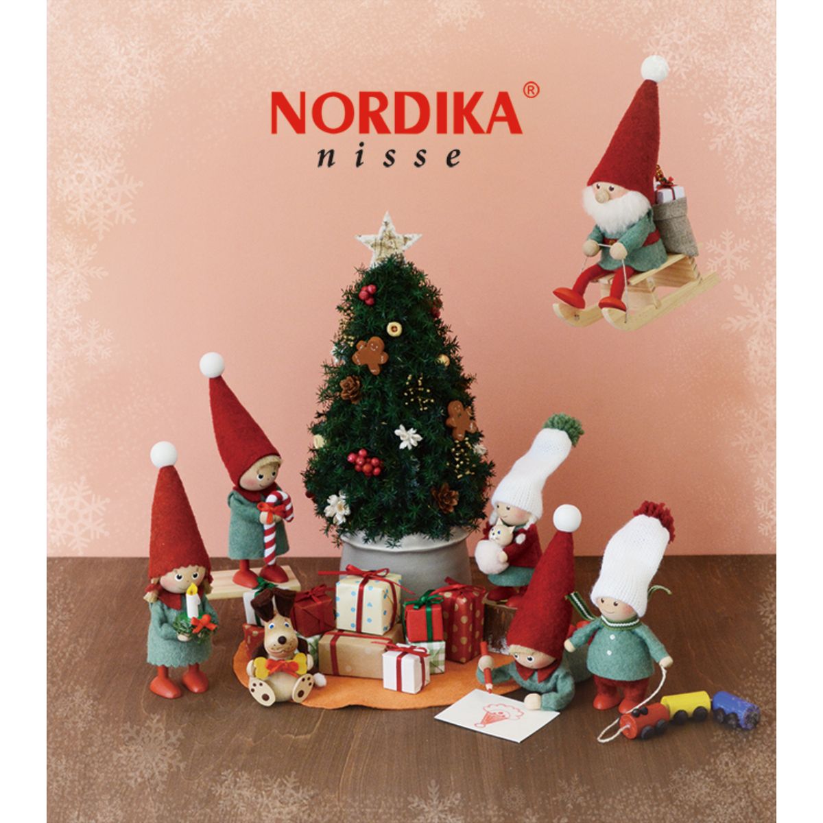 ノルディカ ニッセ クリスマス 木製人形 そりに乗るサンタ サイレントナイト