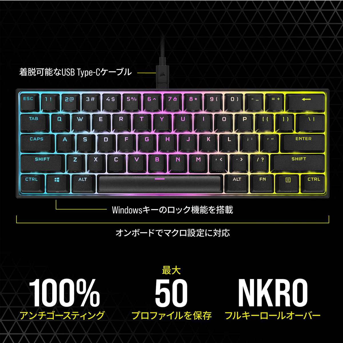 キーボード　K65 RGB MINI CherryMX SPEED -日本レイアウト-