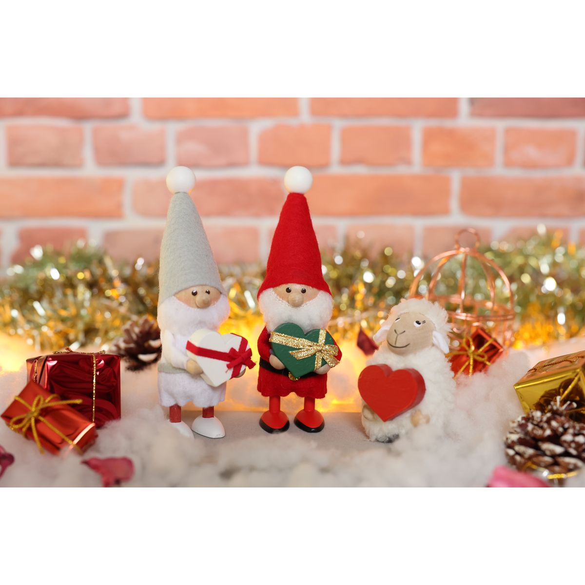 ノルディカ ニッセ クリスマス 木製人形 ハートフルサンタ　グリーン×ゴールド