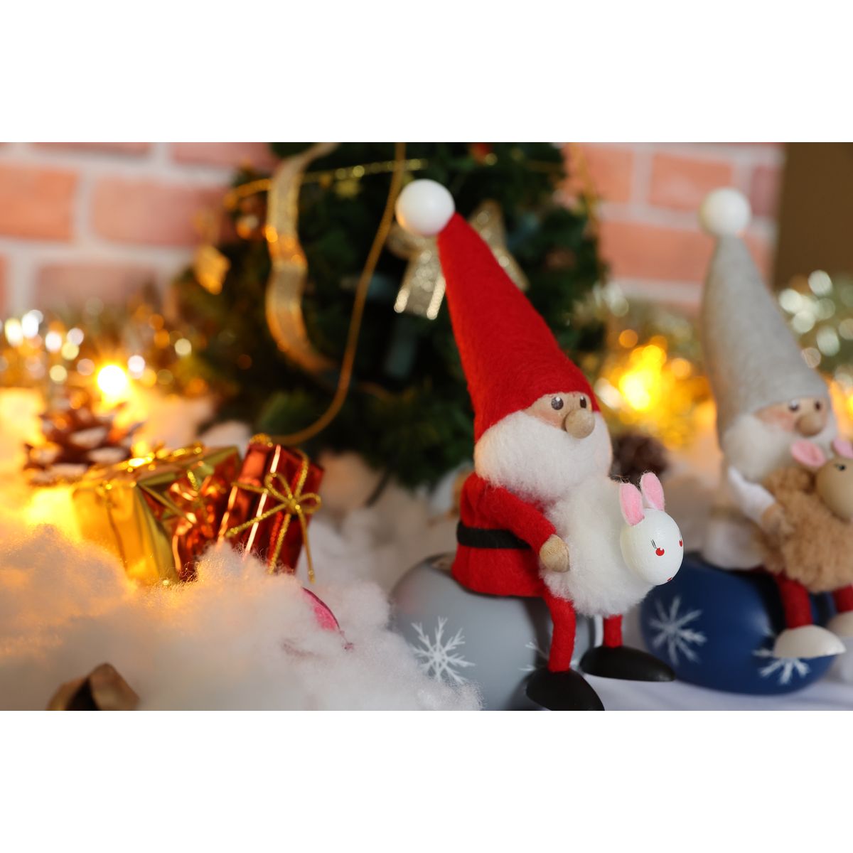 ノルディカ ニッセ クリスマス 木製人形 ウサギを抱えたサンタ