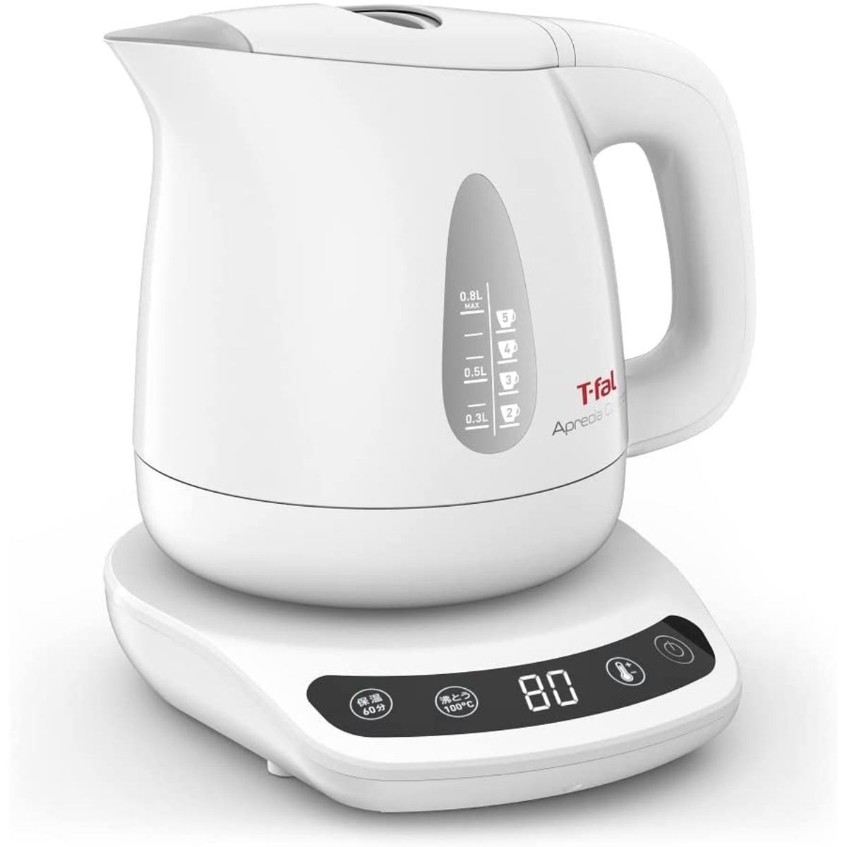 T-fal 電気ケトル 0.8L 8段階の温度設定 保温機能 空焚き防止 アプレシア コントロール ホワイト