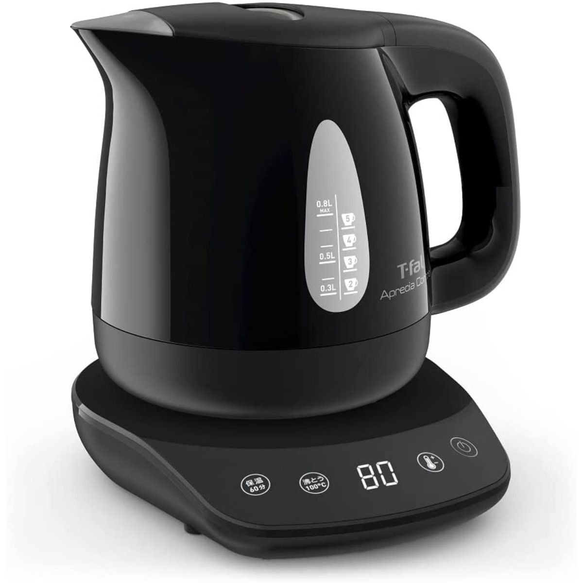 T-fal 電気ケトル 0.8L 8段階の温度設定 保温機能 空焚き防止 アプレシア コントロール ブラック