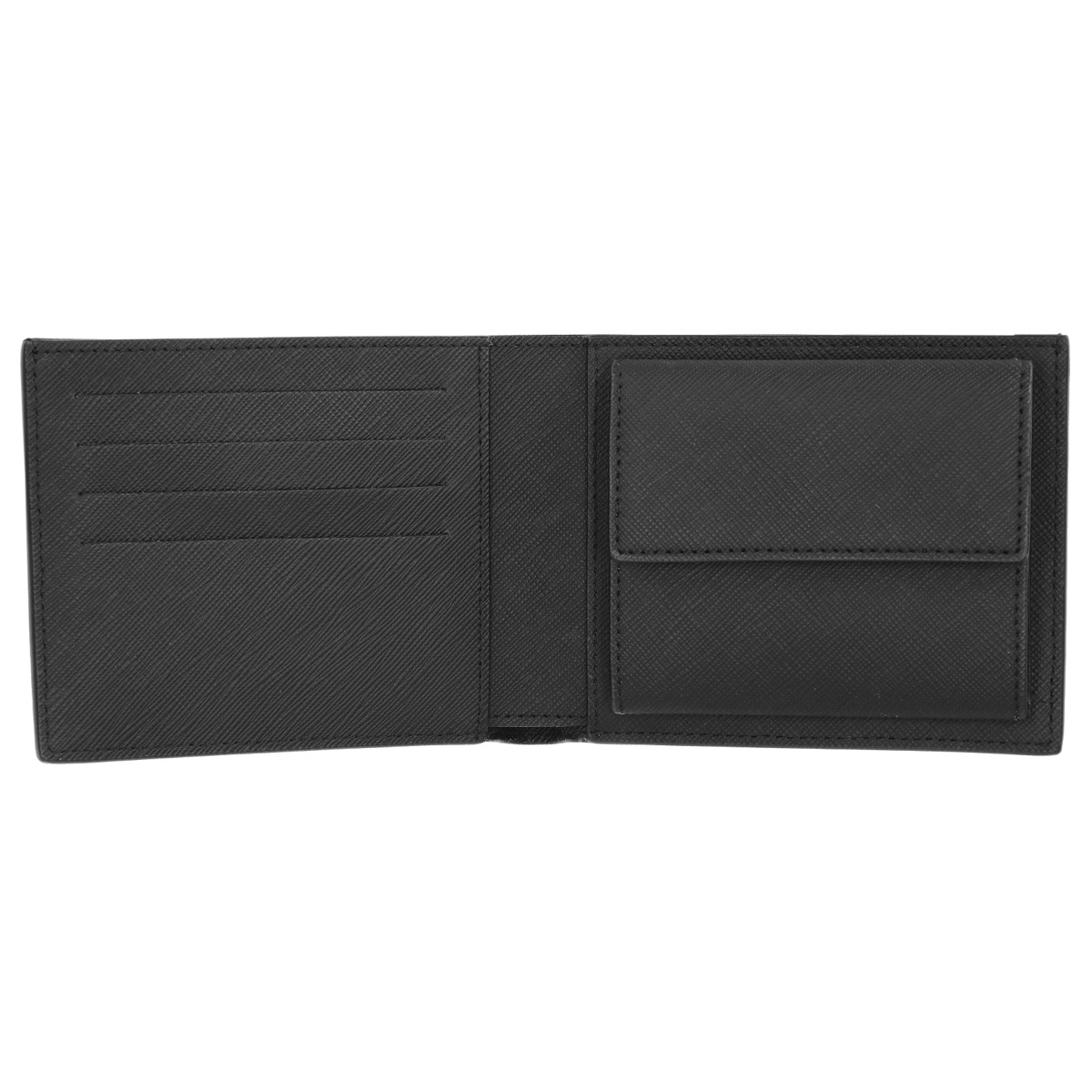 ■メンズ 二つ折り財布 カーフレザー BLACK