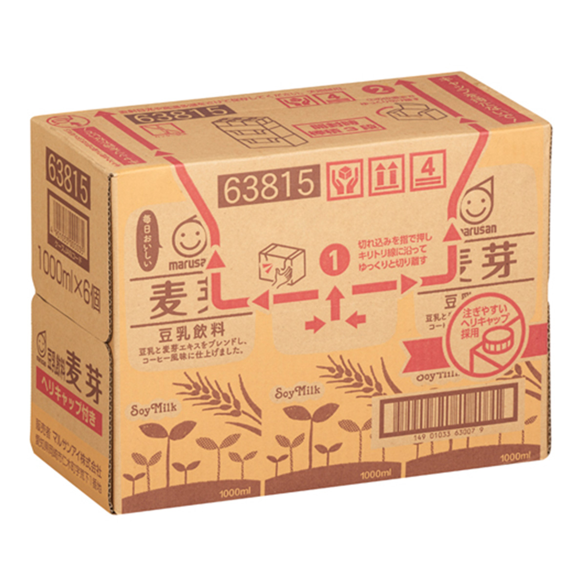 マルサン　豆乳飲料 麦芽 1000ml 6本（6本×1箱）