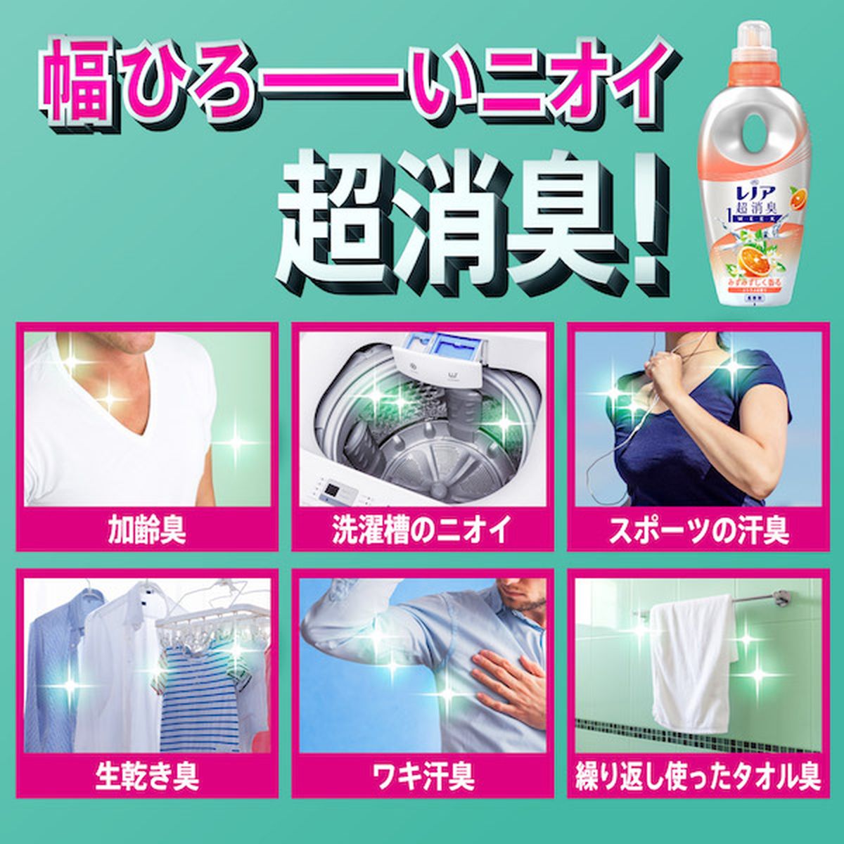 レノア 柔軟剤 超消臭 1WEEK みずみずしく香るシトラスの香り 詰め替え 特大 920ml×8袋