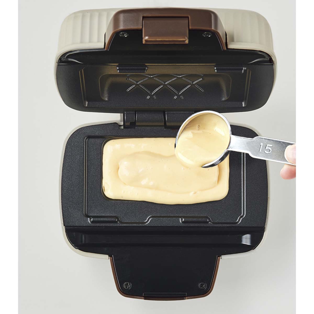 プレスサンドメーカー ミニ ホットサンドメーカー 1枚焼き レシピブック付 食パン プレート固定式 食パン 朝ごはん おやつ かわいい ホワイト