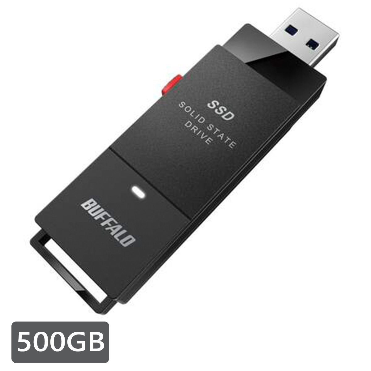 バッファロー 外付けSSD ポータブル USB3.2 Gen1 スティック型 TV録画対応 500GB ブラック