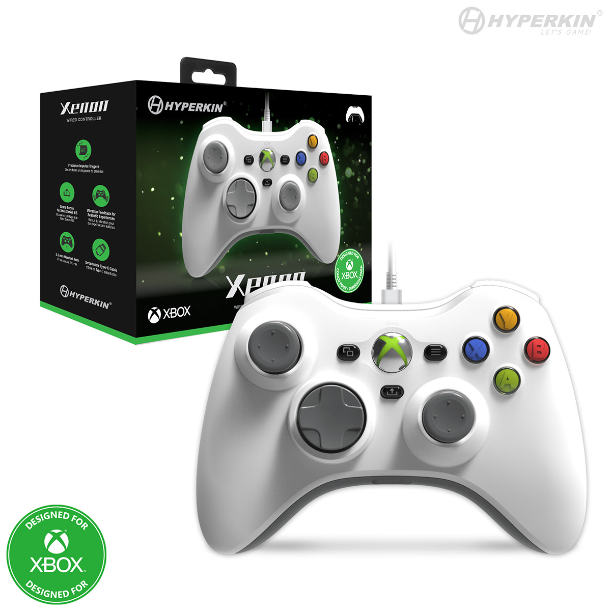 [XBOX Series]Ｘｅｎｏｎ 有線コントローラー ホワイト　ゼノン