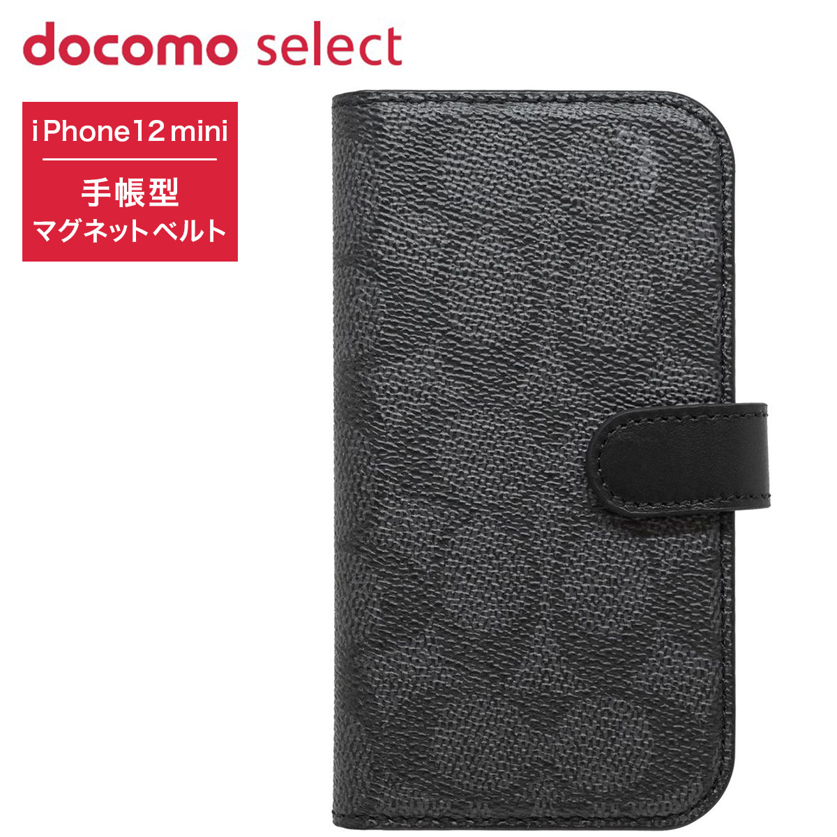 【特別価格 docomo select品】iPhone 12 mini COACH Charcoal コーチ スマホケース チャコール　AFX59107