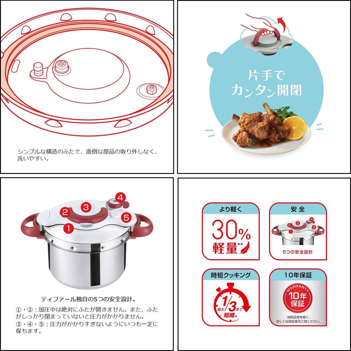 Amazon｜ティファール 圧力鍋 6L 4～6人用 IH ガス火対応