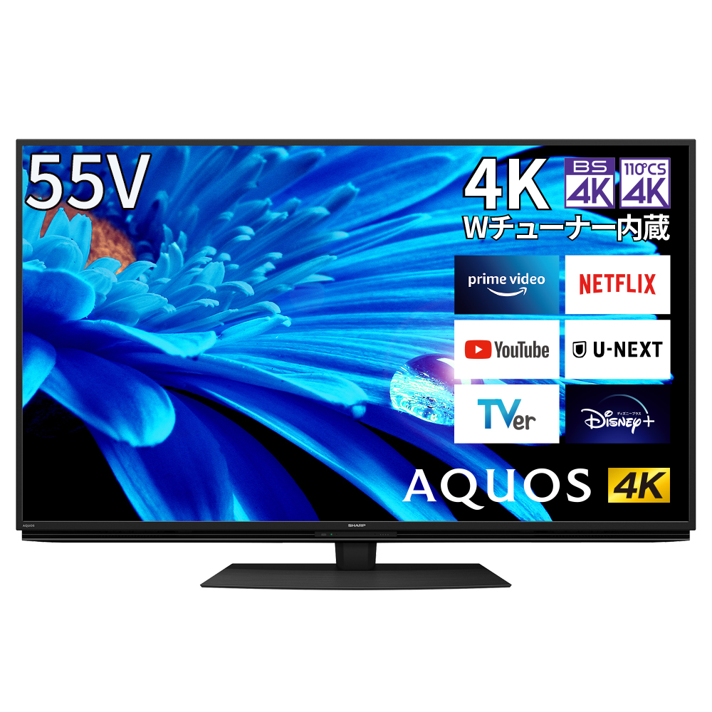 AQOUS 55V型4K液晶テレビ EN1ライン HDR/倍速/Google TV/ネット動画/HDMI2.1/外付けHDD録画/ファミリンク【配送のみ 設置なし 軒先渡し】