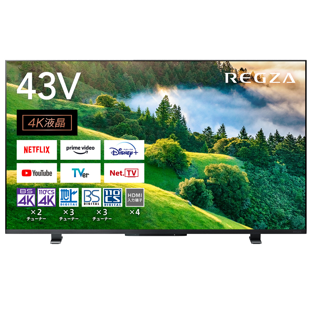 REGZA（レグザ）M550L　43V型４K液晶テレビ　HDR/ネット動画/瞬速ゲームモード/外付HDD録画【配送のみ 設置なし 軒先渡し】
