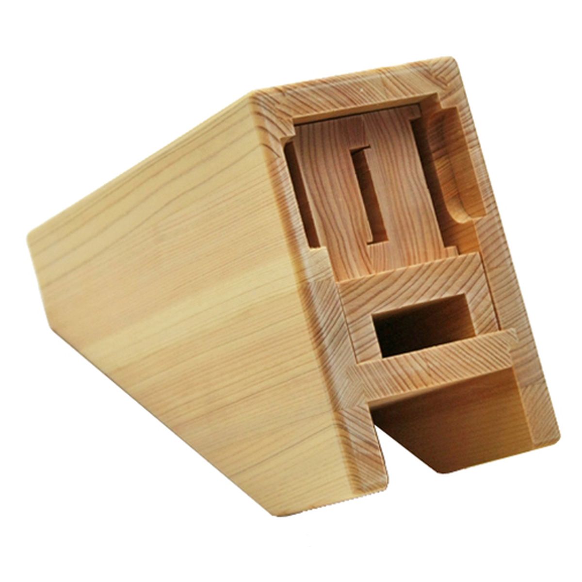 ナイフブロック　木製ひのき　日本製　防カビ　撥水加工　刃渡り18cmまで