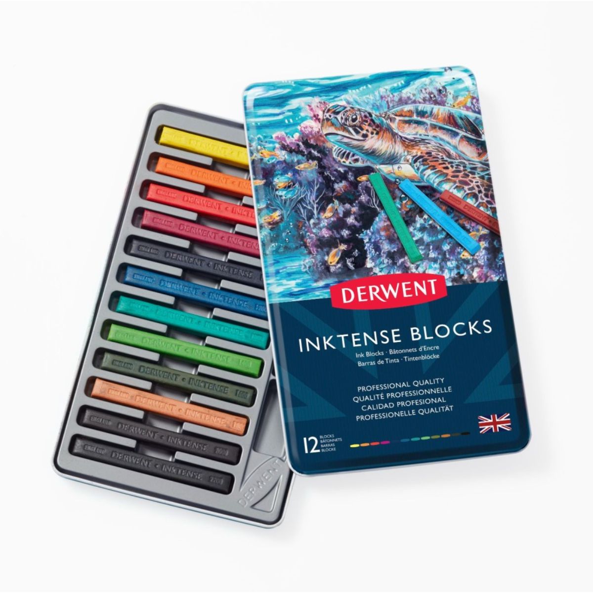 ダーウェント インクテンスブロック メタルケース 12色セット 文具 高級色鉛筆 布ペン イギリス製
