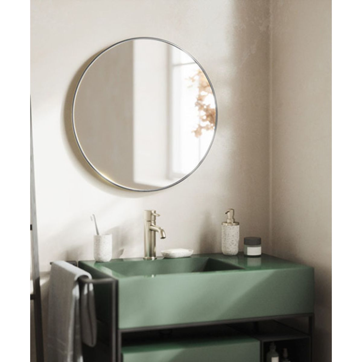 SALE】 株式会社アイビー 鏡の直販店洗面鏡 化粧鏡 トイレ鏡 浴室鏡 クリスタルミラーシリーズ サークル ウエーブ