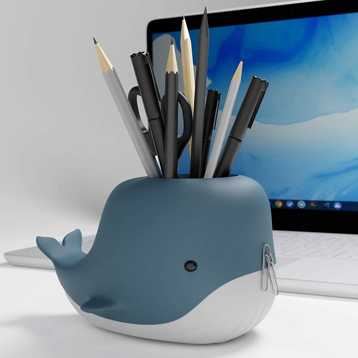 Moby Desk クジラペンポット+ 電話ホルダー クジラデスクオーガナイザー デスクタイディ