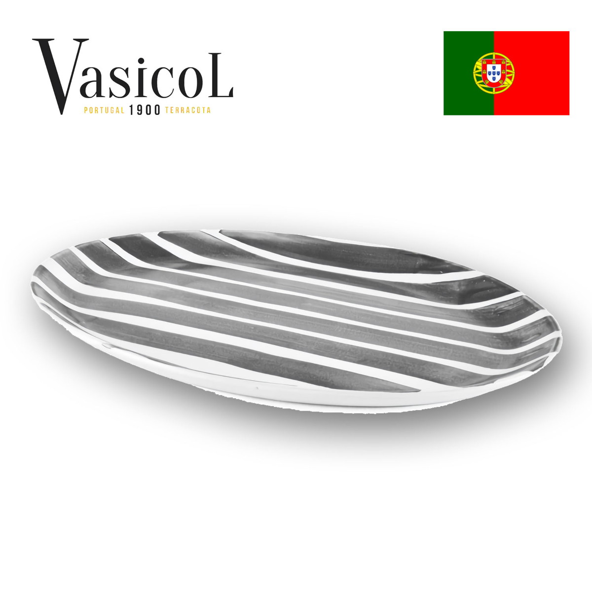 MARIA スモールオーバルトレイ ラージストライプ 皿 食器 ポルトガル製 テラコッタ 陶器