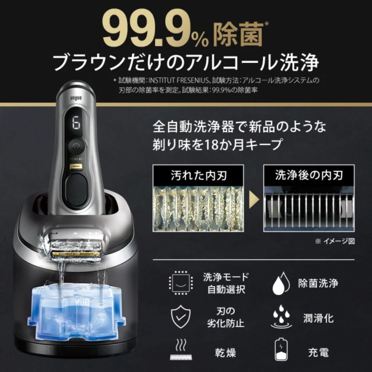シリーズ9 メンズシェーバー 3枚刃 ひげそり 洗浄器 洗浄液 ケース 美顔器ヘッド付 密着3Dヘッド マットシルバー　9587cc-V