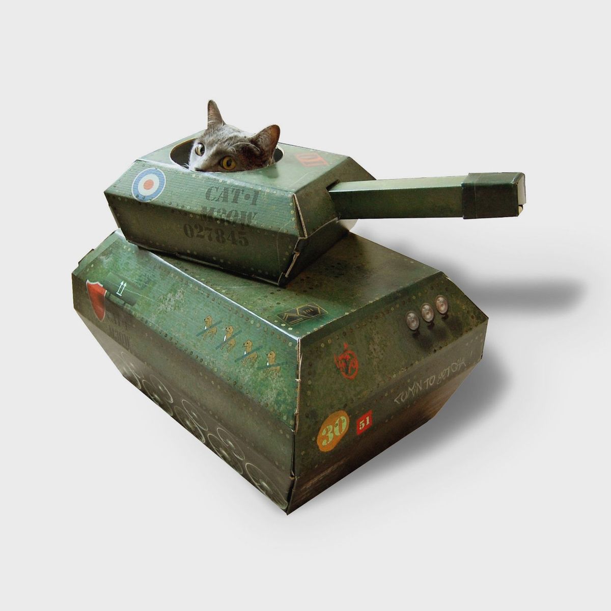 キャットハウス タンク 33.5×43×49cm 組み立て式 段ボール ネコ 戦車 レトロ おしゃれ ギフト プレゼント　5060043060909