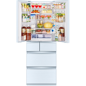 WXシリーズ 6ドア冷蔵庫470L クリスタルホワイト（フレンチドア）【大型商品（設置工事可）】