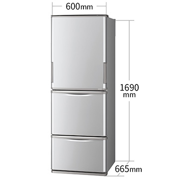 どっちもドア 3ドア冷蔵庫（350Ｌ） シルバー系【大型商品（設置工事可）】