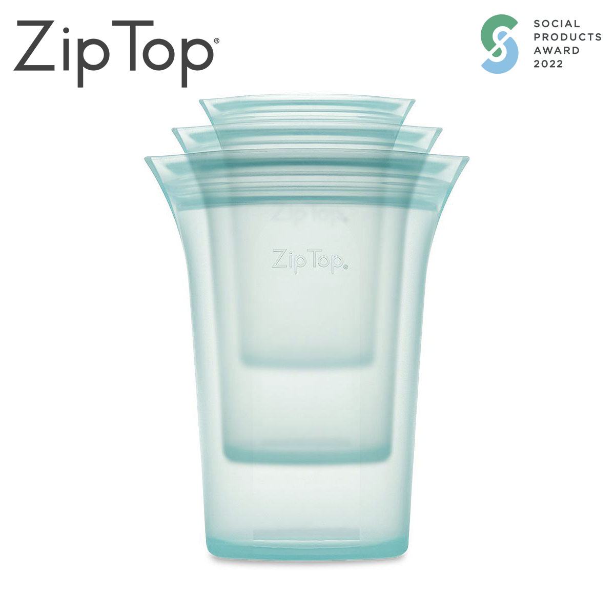 ZipTop お得カップ3点セット(Ｓ・Ｍ・Ｌサイズ)  シリコン製保存容器 食洗機対応 ティール