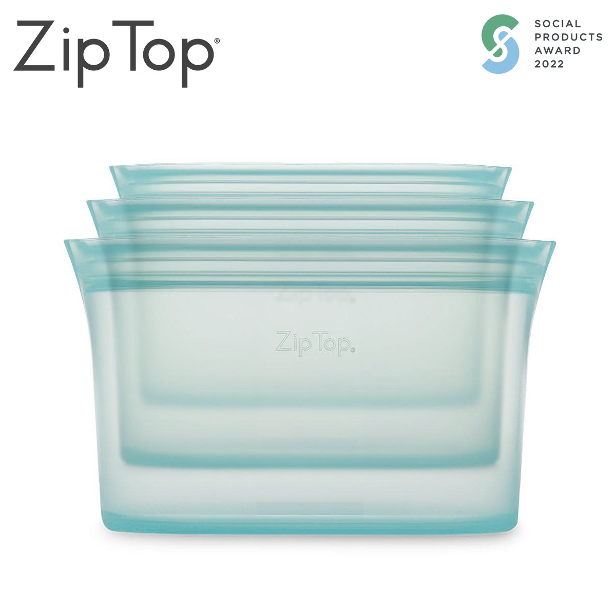 ZipTop お得ディッシュ3点セット(Ｓ・Ｍ・Ｌサイズ)  シリコン製保存容器 食洗機対応 ティール