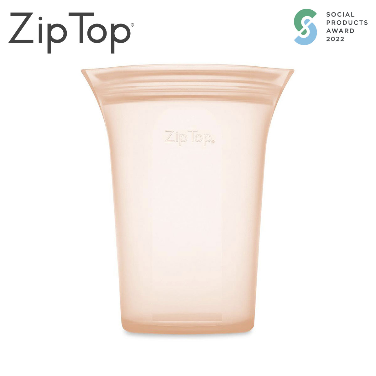 ZipTop シリコン製保存容器 カップ L 710ml 食洗機対応 ピーチ
