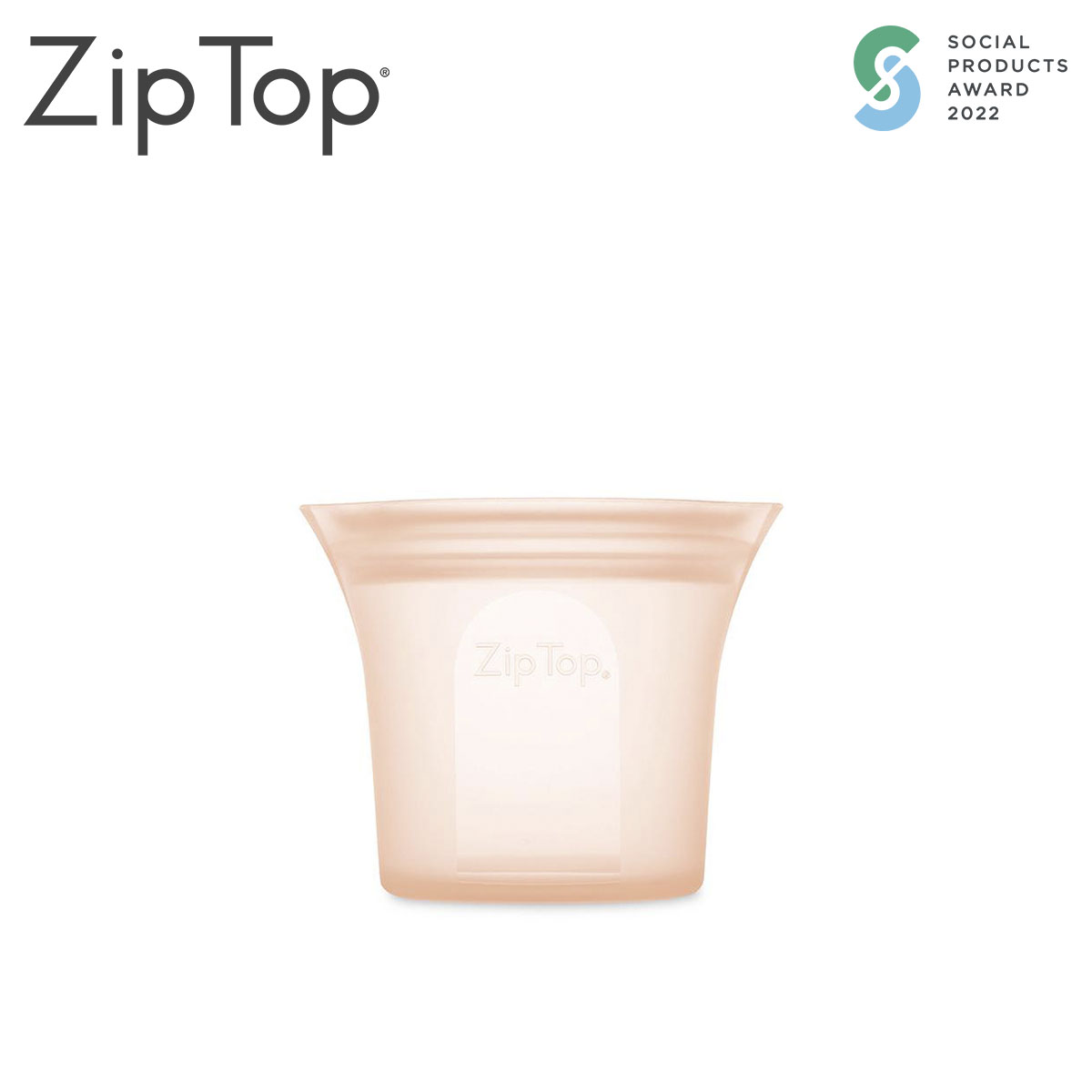 ZipTop シリコン製保存容器 ショートカップ 266ml 食洗機対応 ピーチ