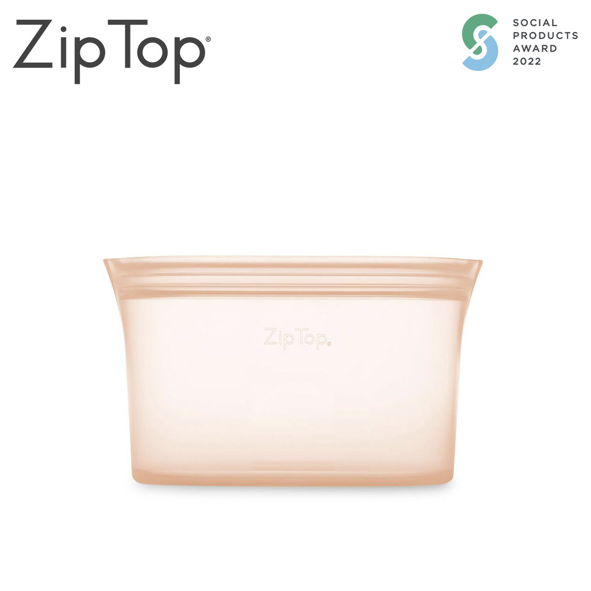 ZipTop シリコン製保存容器 ディッシュ M 710ml 食洗機対応 ピーチ