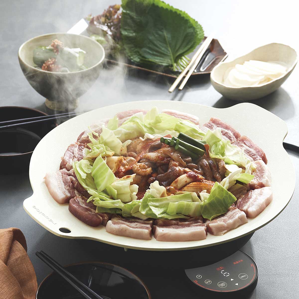 ひかりTVショッピング | 卓上IHクッキンググリドル クリームホワイト  