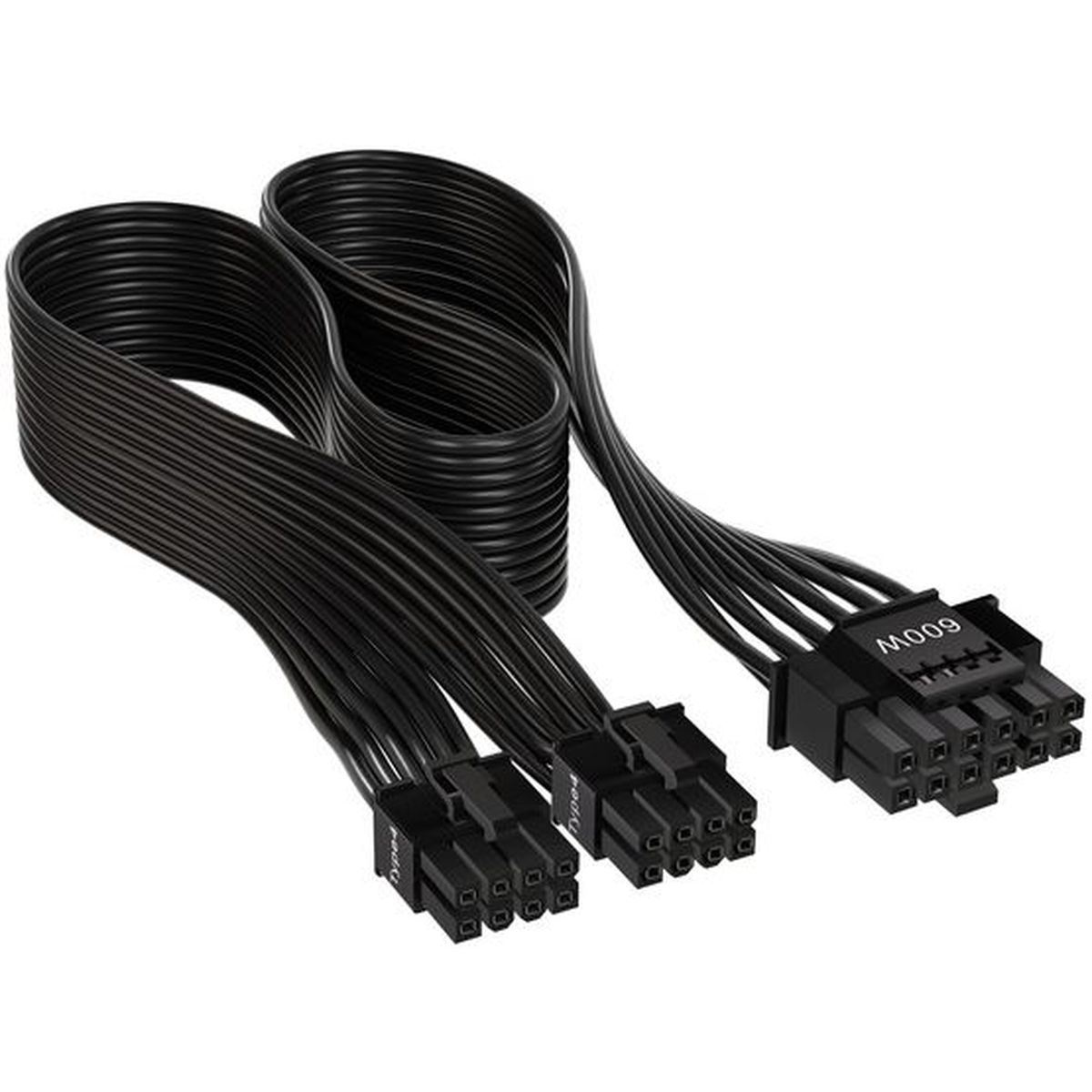 CORSAIR 12+4pin PCIe Gen 5 Type-4 600W 12VHPWR cable flat ribbon black