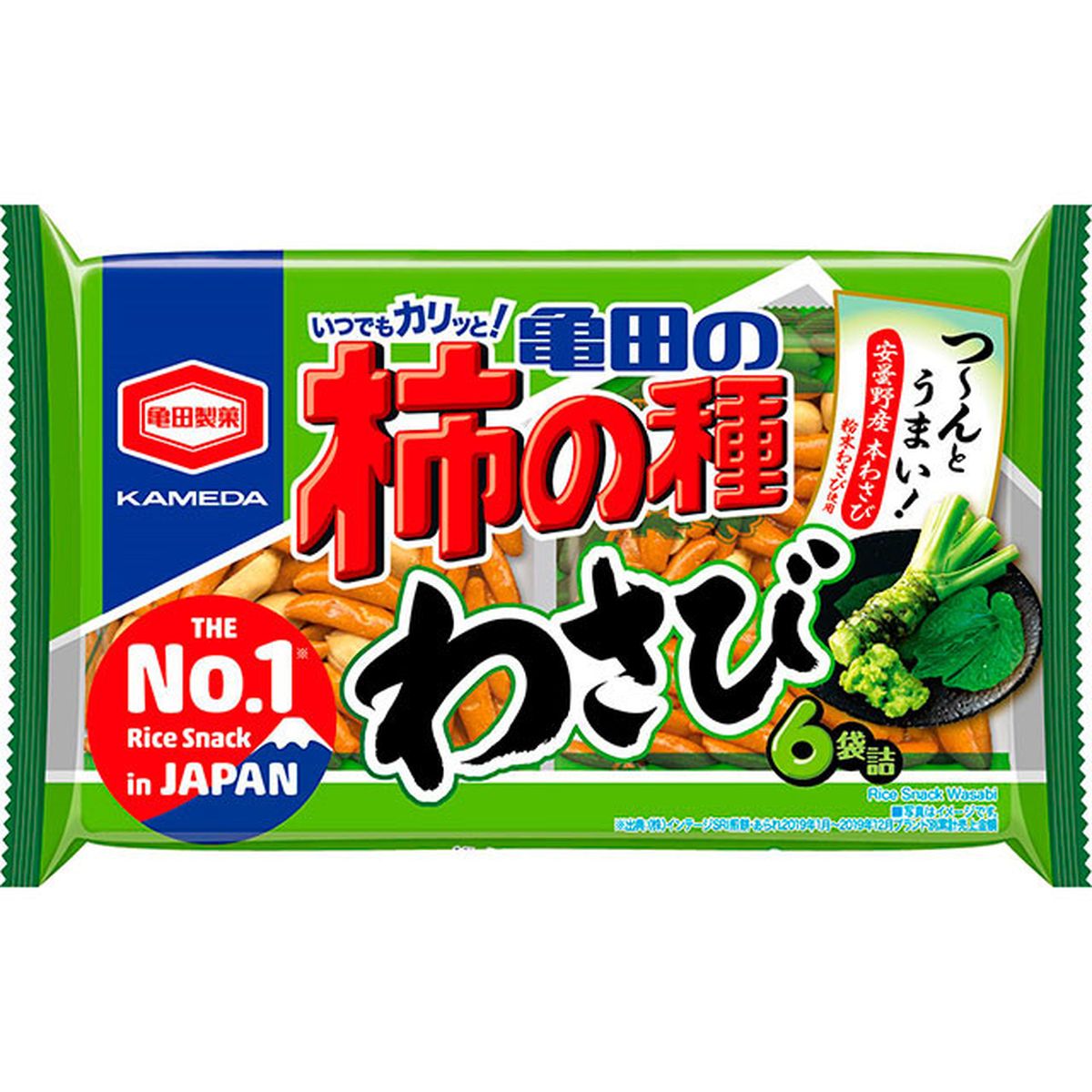 【36】【12個入り】亀田製菓 亀田の柿の種 わさび６袋詰 173g