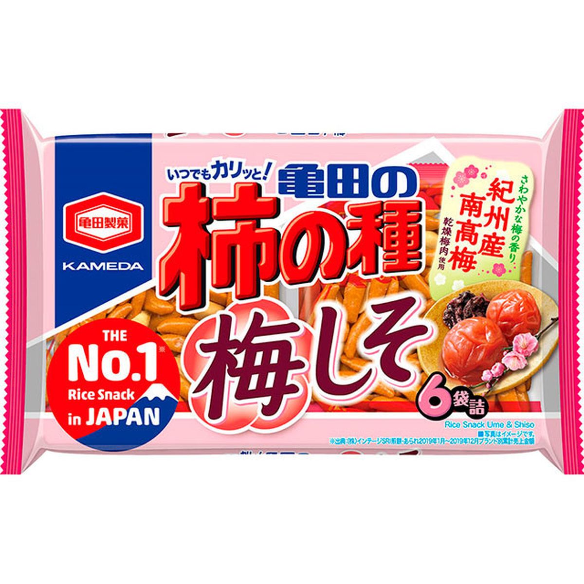 【12個入り】亀田製菓 亀田の柿の種梅しそ ６袋詰 173g