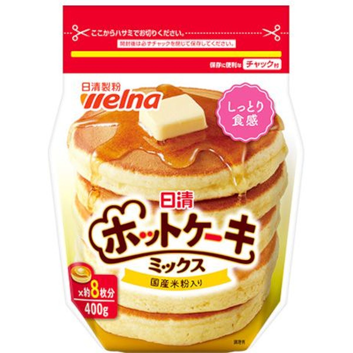 【12個入リ】日清製粉ウェルナ ホットケーキミックスチャック付 400g