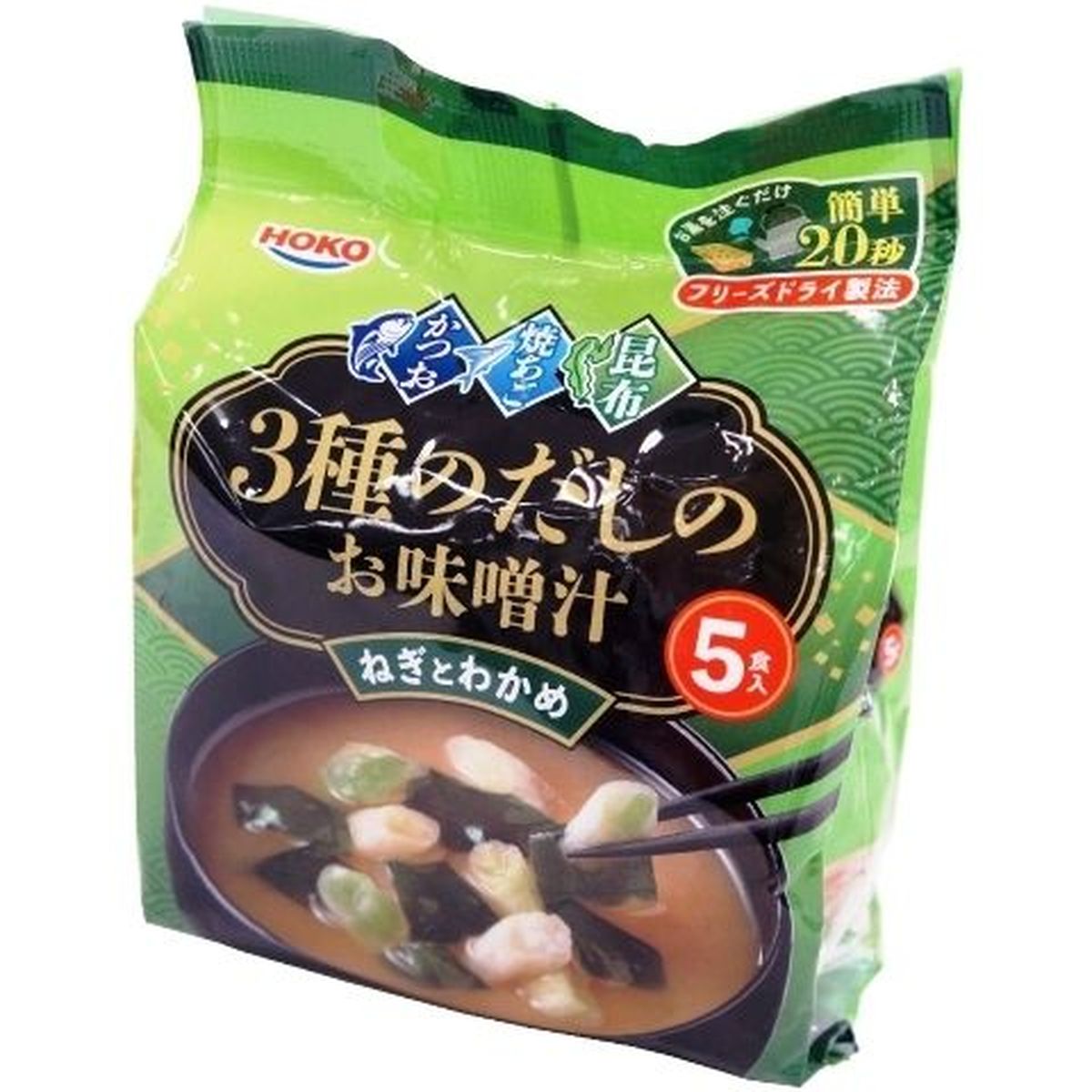 【10個入リ】宝幸 3種ダシノオ味噌汁 ネギトワカメ5食入リ 37.5g