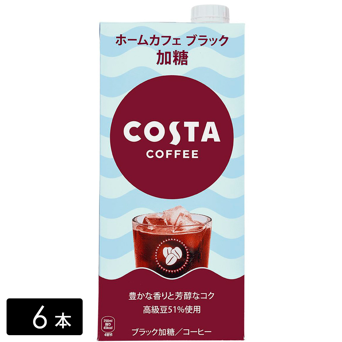 コスタコーヒー ホームカフェ ブラック 加糖 1000ml×6本(1箱) COSTA ペットボトル ケース売り
