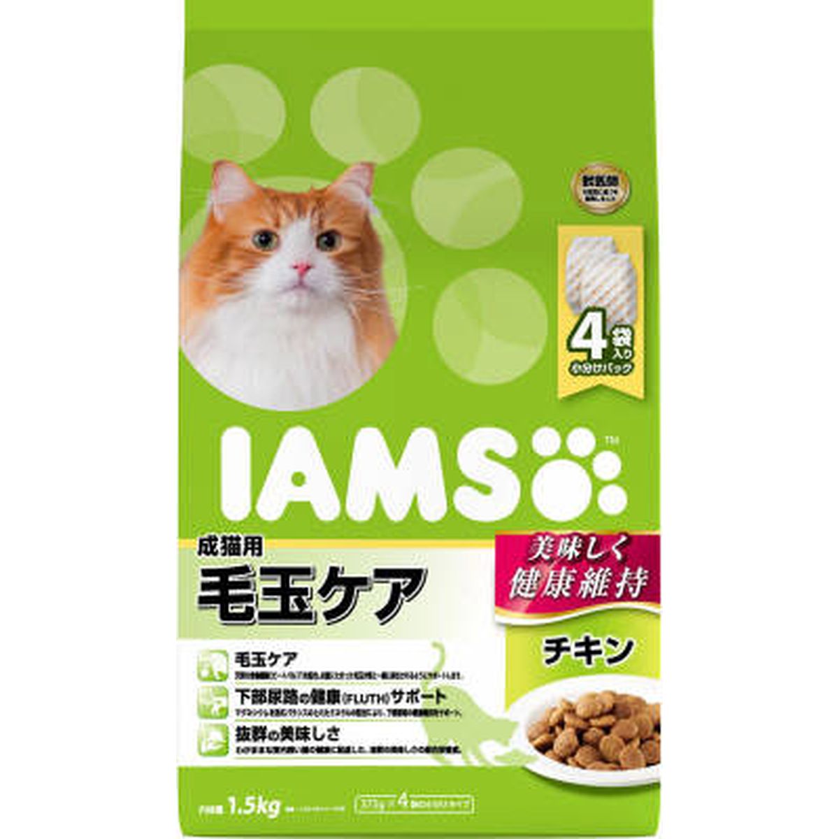 アイムス 成猫用 毛玉ケア チキン1.5kg×6袋