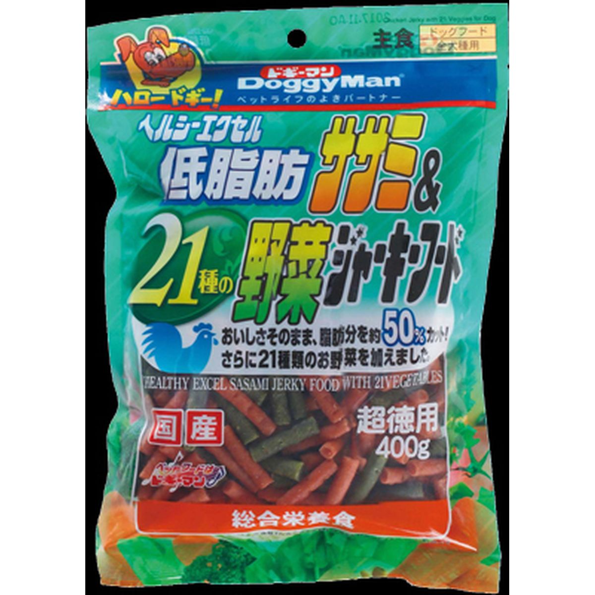 ヘルシーエクセル低脂肪ササミ＆21種の野菜ジャーキーフード400g×24袋