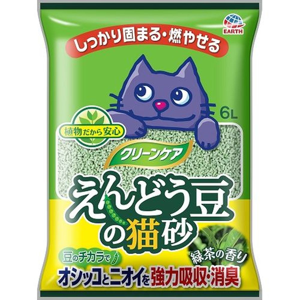 クリーンケア エンドウ豆ノ猫砂 緑茶ノ香リ 6L×5