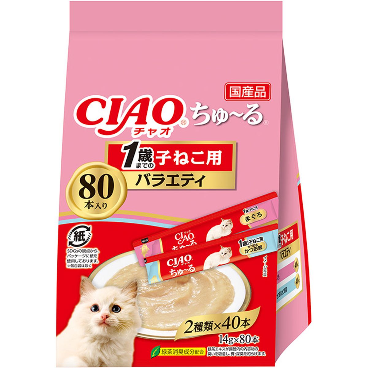 CIAO チュール 1歳マデノ子ネコ用バラエティ 14g×80本×6