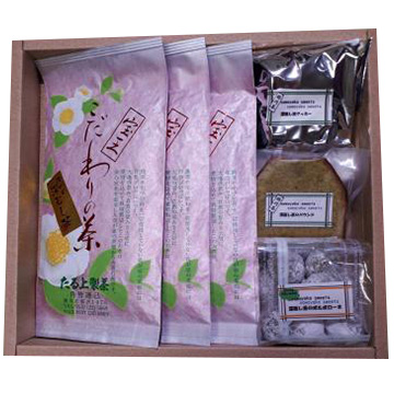 【送料無料 + 55】たる上製茶 掛川産オーガニック深蒸し茶(宝王)3袋と焼菓子3種のセット