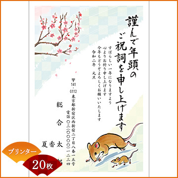 Dショッピング 送料無料 Nttぷらら 年賀状印刷 年賀はがき代込み 2020年 令和二年 子年 イラストタイプ プリンター 定番デザイン 20枚セット 4477 カテゴリ 年賀状の販売できる商品 ひかりtv 0195204477020 ドコモの通販サイト