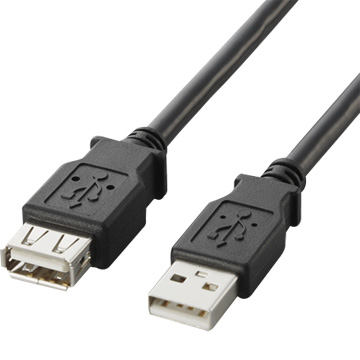 USB2.0準拠 延長ケーブル Aタイプ/2.0m(ブラック)