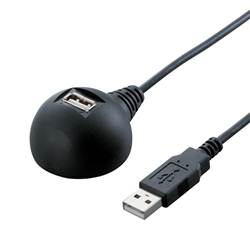 USB延長ケーブル 2.0対応 スタンド付 2m ブラック